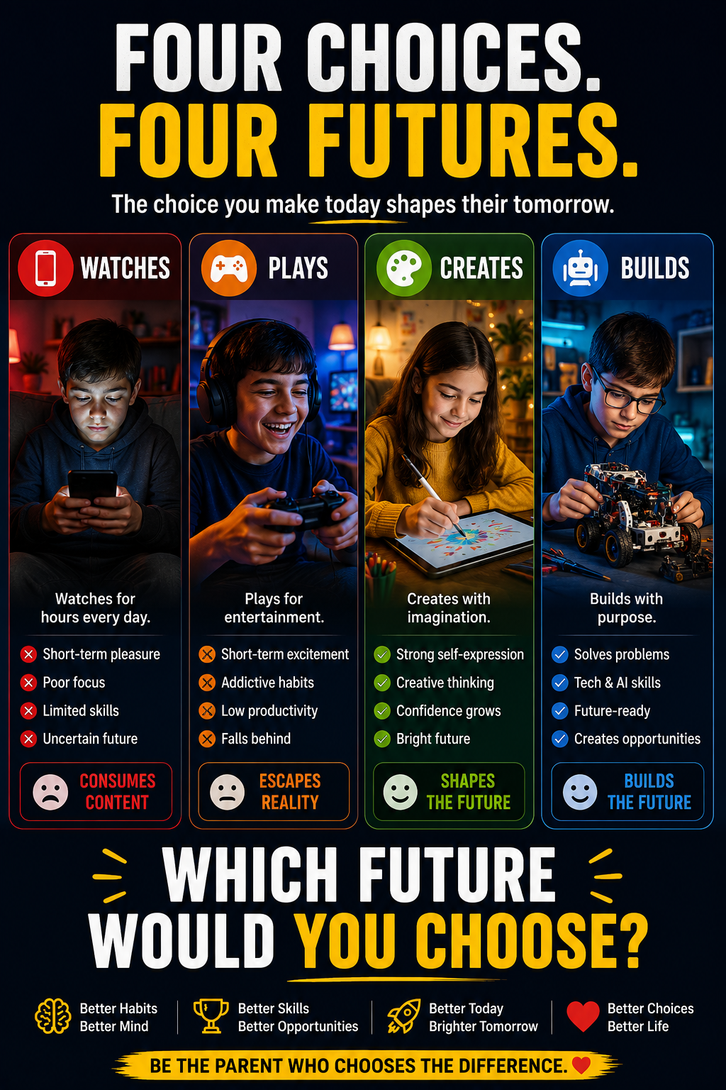Four choices, four futures